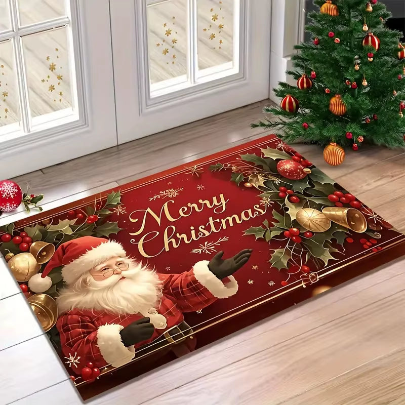 Christmas Door Carpet Merry Christmas Mat Festival Santa Claus Outdoor Decorations Home 2025 Navidad Xmas Ornament New Year 2026