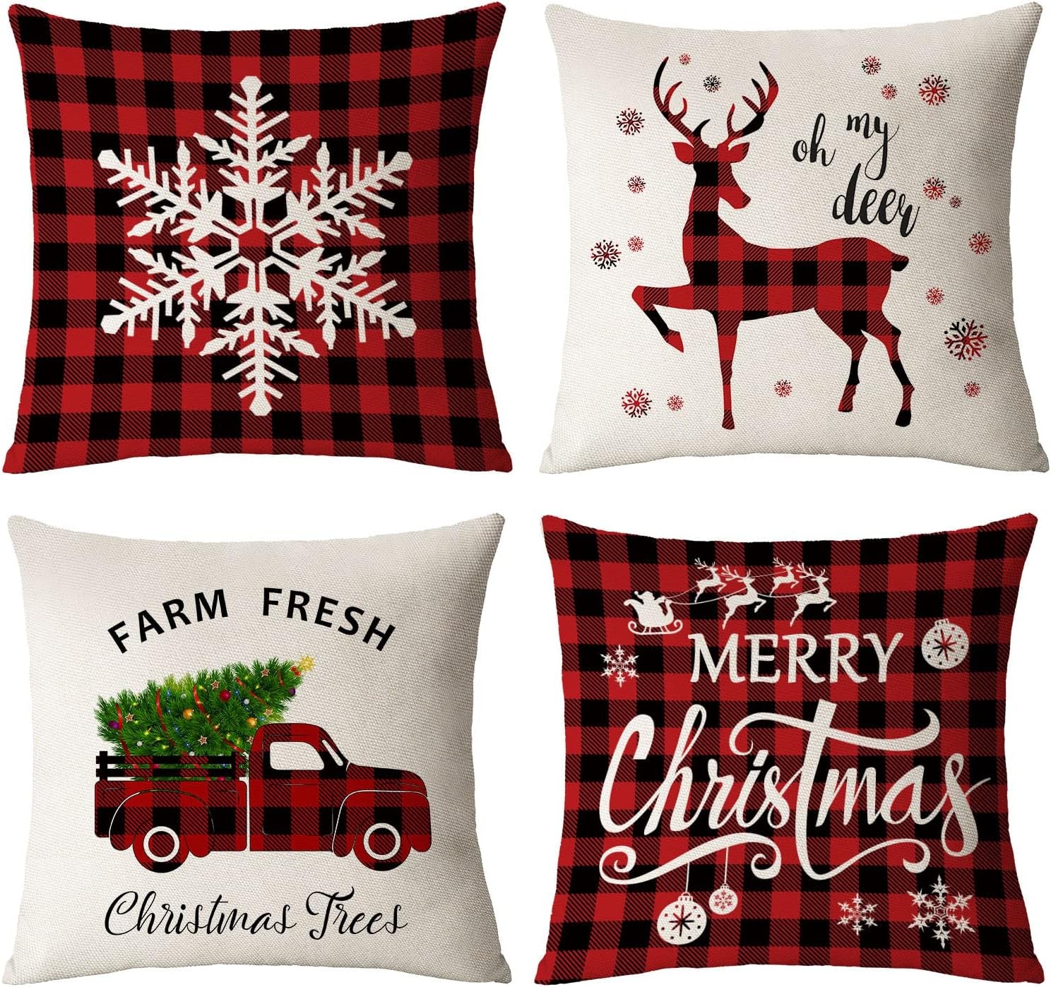 Fundas De Almohada Navideñas Navidenas De 18 X 18 Juego 4 Almohadas Decorativas