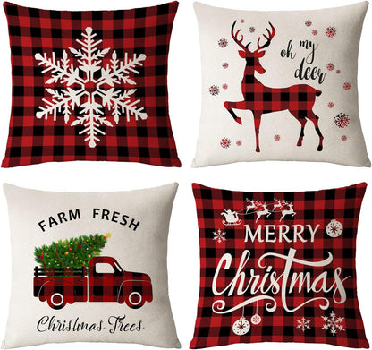 Fundas De Almohada Navideñas Navidenas De 18 X 18 Juego 4 Almohadas Decorativas