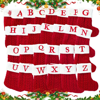 Christmas Socks Knitting Red Snowflake Alphabet Letters Christmas Decoration for Home Xmas Tree Ornament Gift Navidad Natal 2022