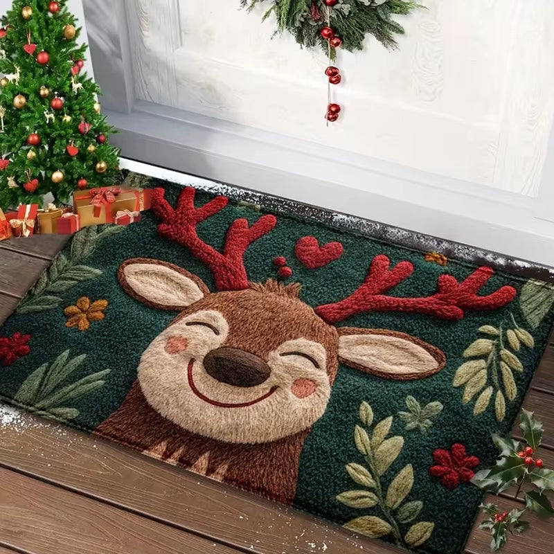 Christmas Door Carpet Merry Christmas Mat Festival Santa Claus Outdoor Decorations Home 2025 Navidad Xmas Ornament New Year 2026