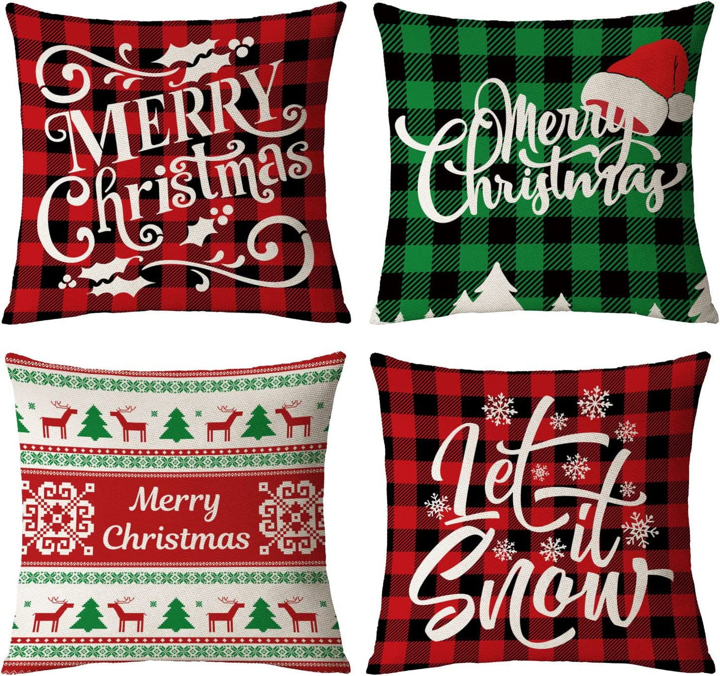 Fundas De Almohada Navideñas Navidenas De 18 X 18 Juego 4 Almohadas Decorativas