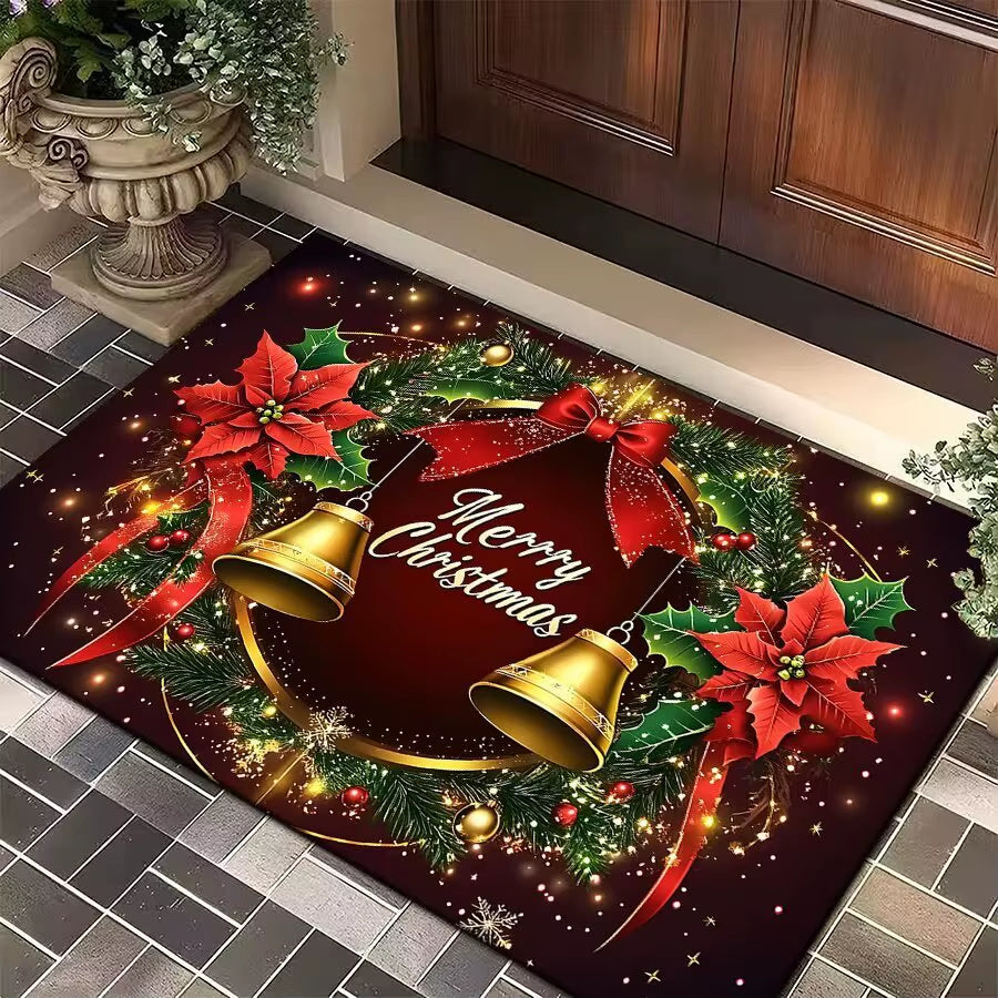 Christmas Door Carpet Merry Christmas Mat Festival Santa Claus Outdoor Decorations Home 2025 Navidad Xmas Ornament New Year 2026