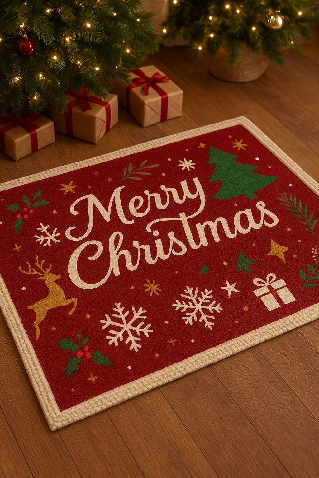 Merry Christmas Holiday Rug