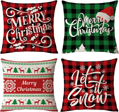 Fundas De Almohada Navideñas Navidenas De 18 X 18 Juego 4 Almohadas Decorativas