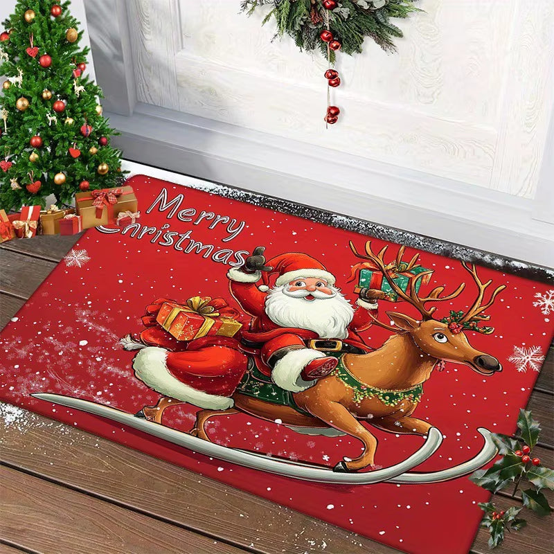 Christmas Door Carpet Merry Christmas Mat Festival Santa Claus Outdoor Decorations Home 2025 Navidad Xmas Ornament New Year 2026
