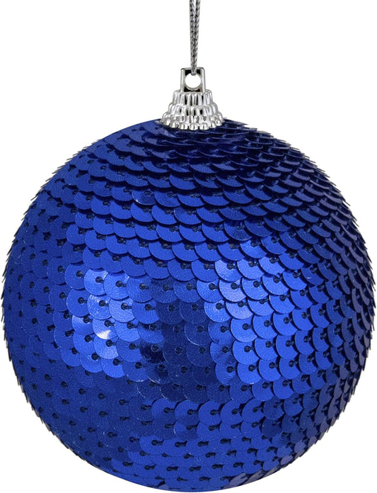 3" Blue Sequin Shatterproof Ball Christmas Ornament